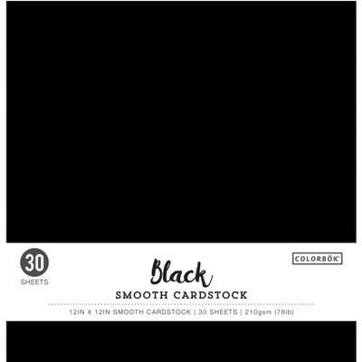 Colorbok 78lb Smooth Cardstock 12"X12" 30/Pkg-Black 3 Colorbok 78lb Smooth Cardstock 12"X12" 30/Pkg-Black