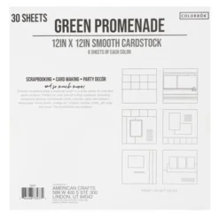 Colorbok 78lb Smooth Cardstock 12"X12" 30/Pkg-Green Promenade, 5 Colors/6 Each