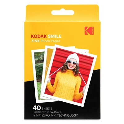 Kodak 3.5x4.25 Inch Premium Zink Instant Print Photo Paper (80 Sheets) Compatible With Kodak Smile Classic Instant Camera
