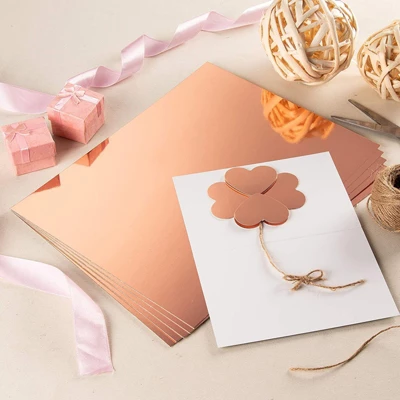 Genie Crafts 24-Sheet Rose Gold Foil Metallic Mirror Board Paper For Arts And Crafts, 8.5" X 11", 350 GSM 5 Genie Crafts 24-Sheet Rose Gold Foil Metallic Mirror Board Paper For Arts And Crafts, 8.5" X 11", 350 GSM - Image 3
