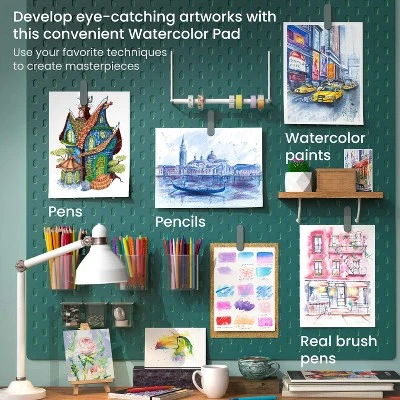 Arteza Hot-Pressed Watercolor Paper Pad, 100% Cotton, 9”x12”, 14 Sheets, For Detailed Work And Line Work, Dries Fast With Vivid Colors 6 Arteza Hot-Pressed Watercolor Paper Pad, 100% Cotton, 9”x12”, 14 Sheets, For Detailed Work And Line Work, Dries Fast With Vivid Colors - Image 4