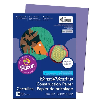 Pacon SunWorks 9" X 12" Construction Paper Violet 50 Sheets/Pack 10 Packs (PAC7203-10) 3 Pacon SunWorks 9" X 12" Construction Paper Violet 50 Sheets/Pack 10 Packs (PAC7203-10)