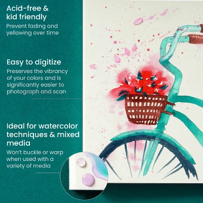 Arteza Hot-Pressed Watercolor Paper Pad, 100% Cotton, 9”x12”, 14 Sheets, For Detailed Work And Line Work, Dries Fast With Vivid Colors 5 Arteza Hot-Pressed Watercolor Paper Pad, 100% Cotton, 9”x12”, 14 Sheets, For Detailed Work And Line Work, Dries Fast With Vivid Colors - Image 3