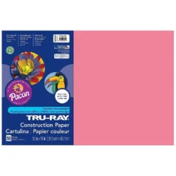 Pacon Tru-Ray 12" X 18" Construction Paper Shocking Pink 50 Sheets/Pack 5 Packs (PAC103045-5)