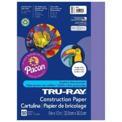 Pacon Tru-Ray 9" X 12" Construction Paper Violet 50 Sheets/Pack 5 Packs (PAC103009-5)