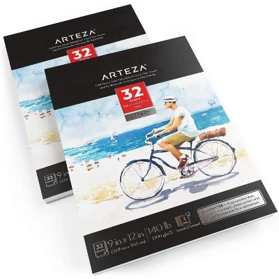 Arteza Watercolor Mixed Media Pad, Heavyweight Cold-Pressed Paper, 9"x12", 32 Sheets - 2 Pack 6 Arteza Watercolor Mixed Media Pad, Heavyweight Cold-Pressed Paper, 9"x12", 32 Sheets - 2 Pack - Image 4