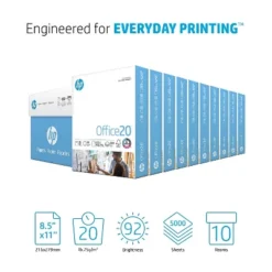 HP Office Ultra-White Paper 92 Bright 20lb 8-1/2 X 11 500/Ream 10/Carton 112101