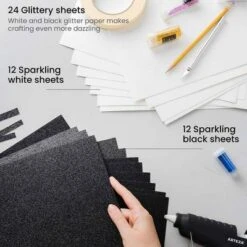 Arteza Glitter Paper, 12"x12" Black And White - 24 Sheets -Paper Supplies Store GUEST 3cf6f69c c4ce 4a6c 9b2f 83a1d0d4e591