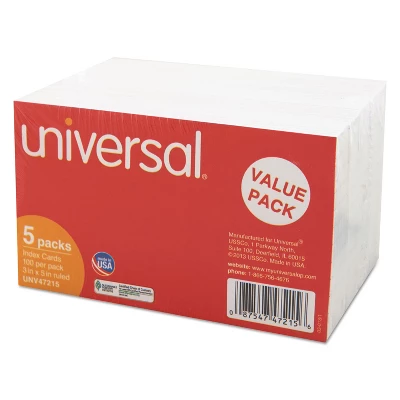 UNIVERSAL Ruled Index Cards 3 X 5 White 500/Pack 47215 3 UNIVERSAL Ruled Index Cards 3 X 5 White 500/Pack 47215