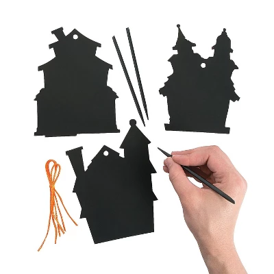 Neliblu Halloween Magic Scratch Crafts For Kids & Adults, 24 Haunted House Ornaments, 24 Sticks & 24 Ribbons 5 Neliblu Halloween Magic Scratch Crafts For Kids & Adults, 24 Haunted House Ornaments, 24 Sticks & 24 Ribbons - Image 3