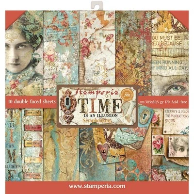 Stamperia Double-Sided Paper Pad 12"X12" 10/Pkg-Time Is An Illusion, 10 Designs/1 Each 3 Stamperia Double-Sided Paper Pad 12"X12" 10/Pkg-Time Is An Illusion, 10 Designs/1 Each
