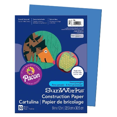 Pacon Prang Construction Paper Blue 9" X 12" 50 Sheets Per Pack 10 Packs (PAC7403-10) 3 Pacon Prang Construction Paper Blue 9" X 12" 50 Sheets Per Pack 10 Packs (PAC7403-10)
