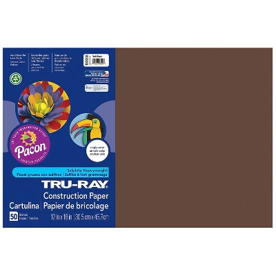 Pacon Tru-Ray Construction Paper Dark Brown 12" X 18" 50 Sheets Per Pack 5 Packs (PAC103056-5) 3 Pacon Tru-Ray Construction Paper Dark Brown 12" X 18" 50 Sheets Per Pack 5 Packs (PAC103056-5)