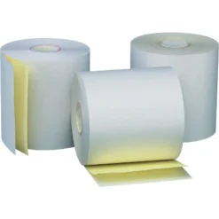 UNIVERSAL Carbonless Paper Rolls White/Canary 3" X 90 Ft 50/Carton 35767
