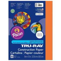 Pacon Tru-Ray 9" X 12" Construction Paper Orange 50 Sheets/Pack 5 Packs (PAC103002-5)