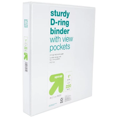 6pk 1" D Ring Binder White - Up & Up™ 3 6pk 1" D Ring Binder White - Up & Up™