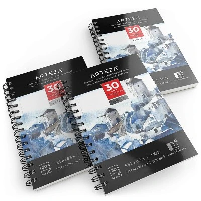 Arteza Watercolor Paper Pad, Spiral-Bound, Heavyweight Paper, 5.5"x8.5", 30 Sheets - 3 Pack 4 Arteza Watercolor Paper Pad, Spiral-Bound, Heavyweight Paper, 5.5"x8.5", 30 Sheets - 3 Pack - Image 2