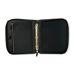 1" Round Ring Mini Binder Soft Vegan Leather Black - Russell+Hazel