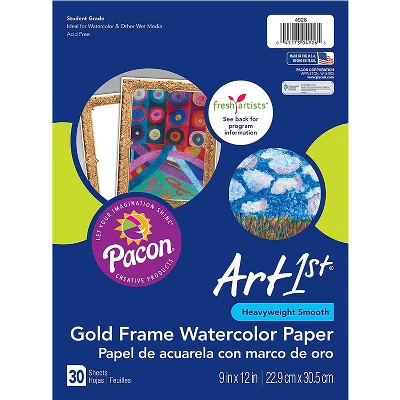 Pacon UCreate Watercolor Paper Gold Frame Grade K+ 30 Sheets Per Pack 3 Packs (PAC4926-3) 3 Pacon UCreate Watercolor Paper Gold Frame Grade K+ 30 Sheets Per Pack 3 Packs (PAC4926-3)