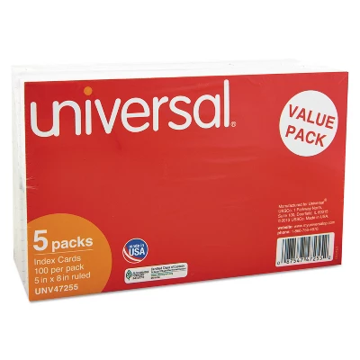 UNIVERSAL Ruled Index Cards 5 X 8 White 500/Pack 47255 4 UNIVERSAL Ruled Index Cards 5 X 8 White 500/Pack 47255 - Image 2