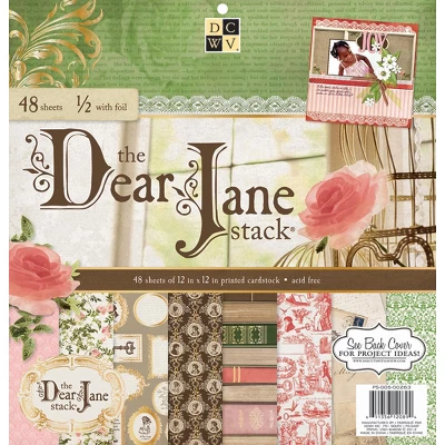 DCWV Single-Sided Cardstock Stack 12"X12" 48/Pkg-Dear Jane, 24 Designs/2 Ea, 12 W/Foil 3 DCWV Single-Sided Cardstock Stack 12"X12" 48/Pkg-Dear Jane, 24 Designs/2 Ea, 12 W/Foil