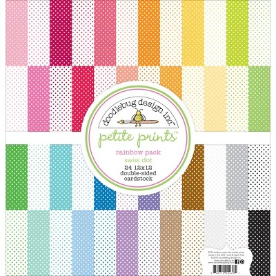 Doodlebug Petite Prints Double-Sided Cardstock 12"X12" 24/Pk-Swiss Dot Rainbow, 24 Designs/1 Each 3 Doodlebug Petite Prints Double-Sided Cardstock 12"X12" 24/Pk-Swiss Dot Rainbow, 24 Designs/1 Each