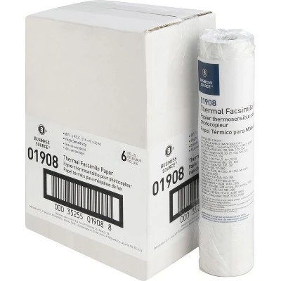 Business Source Fax Paper 1/2" Core "H" Sensitivity 8-1/2"x98' WE 01908 3 Business Source Fax Paper 1/2" Core "H" Sensitivity 8-1/2"x98' WE 01908
