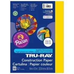 Pacon Tru-Ray 9" X 12" Construction Paper Yellow 50 Sheets/Pack 10 Packs (PAC103004-10)