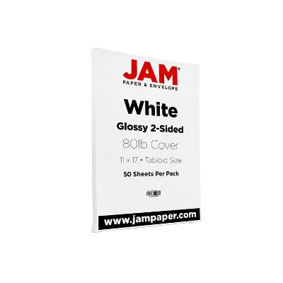 JAM Paper Glossy 2-Sided Tabloid Cardstock 80 Lb. 11" X 17" White 50 Sheets/Pack (236937597) 4 JAM Paper Glossy 2-Sided Tabloid Cardstock 80 Lb. 11" X 17" White 50 Sheets/Pack (236937597) - Image 2