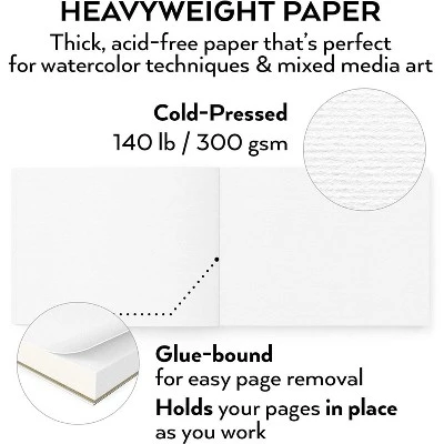 Arteza Premium Watercolor Mixed Media Pad, Heavyweight Cold-Pressed Paper, 9"x12", 32 Sheets - 2 Pack 3 Arteza Premium Watercolor Mixed Media Pad, Heavyweight Cold-Pressed Paper, 9"x12", 32 Sheets - 2 Pack