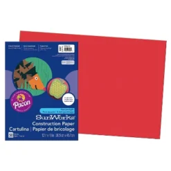 Pacon SunWorks 12" X 18" Construction Paper Holiday Red 50 Sheets/Pack 5 Packs (PAC9907-5)