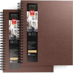 Arteza Watercolor Paper Pad, Spiral-Bound Hardcover, Brown, 9"x12" - 2 Pack