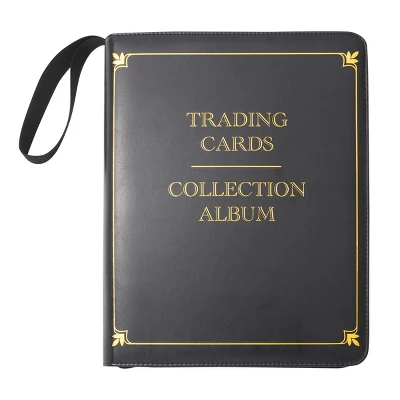 Bright Creations 9 Pocket Trading Card Binder With Removable Sleeves, Holds Up To 360 Cards, 14 X 11 In, Black & Gold Faux Leather 9 Bright Creations 9 Pocket Trading Card Binder With Removable Sleeves, Holds Up To 360 Cards, 14 X 11 In, Black & Gold Faux Leather - Image 7