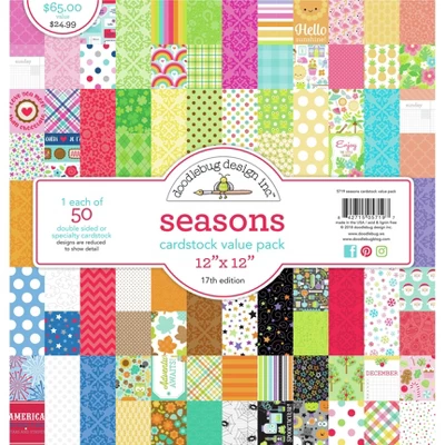 Doodlebug Cardstock Value Pack 12"X12" 50/Pkg 4 Doodlebug Cardstock Value Pack 12"X12" 50/Pkg - Image 2