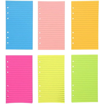 6 Pack 40 Sheets Each 6 Hole Ring Punch College Ruled Lined Filler Paper Notebook Writing Paper, 6.8 X 3.75 In, Neon Colors 4 6 Pack 40 Sheets Each 6 Hole Ring Punch College Ruled Lined Filler Paper Notebook Writing Paper, 6.8 X 3.75 In, Neon Colors - Image 2