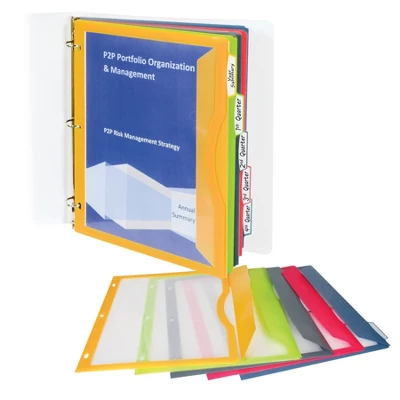 C-Line® Super Heavyweight Poly Binder Pockets With Write-On Index Tabs, Assorted Colors, 8-1/2 X 11, 5 Per Set, 6 Sets 3 C-Line® Super Heavyweight Poly Binder Pockets With Write-On Index Tabs, Assorted Colors, 8-1/2 X 11, 5 Per Set, 6 Sets