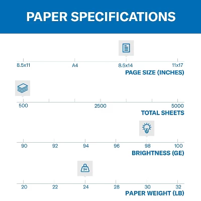 Hammermill Premium Laser Print 8.5" X 14" Multipurpose Paper 24 Lbs. 98 Brightness 500 Sheets/Ream 4 Hammermill Premium Laser Print 8.5" X 14" Multipurpose Paper 24 Lbs. 98 Brightness 500 Sheets/Ream - Image 2