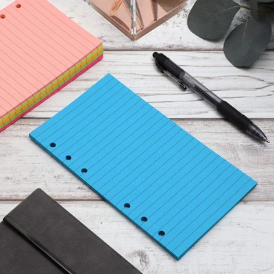 6 Pack 40 Sheets Each 6 Hole Ring Punch College Ruled Lined Filler Paper Notebook Writing Paper, 6.8 X 3.75 In, Neon Colors 3 6 Pack 40 Sheets Each 6 Hole Ring Punch College Ruled Lined Filler Paper Notebook Writing Paper, 6.8 X 3.75 In, Neon Colors
