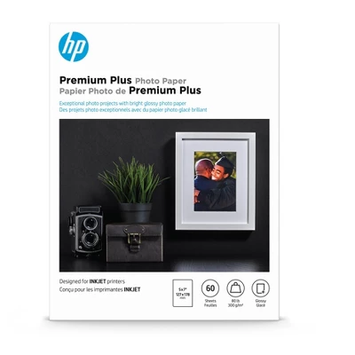 HP Premium Plus Photo Paper 80 Lbs. Glossy 5 X 7 60 Sheets/Pack CR669A