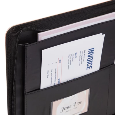 Juvale Rose Gold 7 Ring Business Checkbook Binder With Zipper For Checks, PU Leather, 15 X 11 X 2 In 6 Juvale Rose Gold 7 Ring Business Checkbook Binder With Zipper For Checks, PU Leather, 15 X 11 X 2 In - Image 4