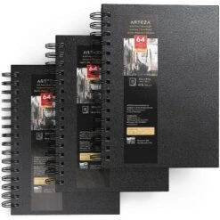 Arteza Hardcover Watercolor Paper Pad, Heavyweight Cold-Pressed Paper, 5.5"x8.5", 64 Pages - 3 Pack