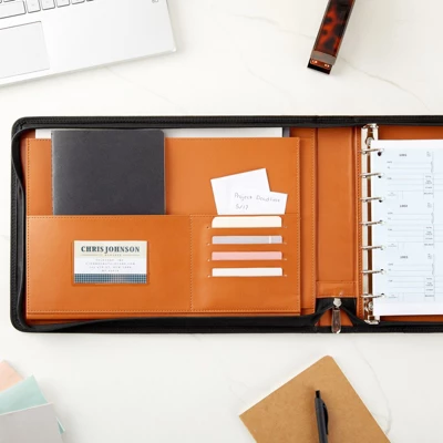 Stockroom Plus Brown 7 Ring Business Checkbook Binder With Zipper For Checks, PU Leather, 15 X 11 X 2 In 5 Stockroom Plus Brown 7 Ring Business Checkbook Binder With Zipper For Checks, PU Leather, 15 X 11 X 2 In - Image 3