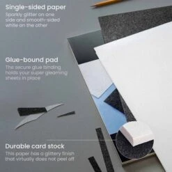 Arteza Glitter Paper, 12"x12" Black And White - 24 Sheets -Paper Supplies Store GUEST e3aca3ad ff4c 47fe a93a d91969f85364