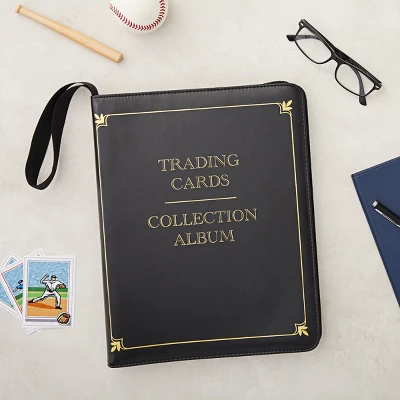 Bright Creations 9 Pocket Trading Card Binder With Removable Sleeves, Holds Up To 360 Cards, 14 X 11 In, Black & Gold Faux Leather 3 Bright Creations 9 Pocket Trading Card Binder With Removable Sleeves, Holds Up To 360 Cards, 14 X 11 In, Black & Gold Faux Leather