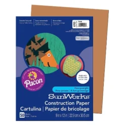 Pacon SunWorks 9" X 12" Construction Paper Brown 50 Sheets/Pack 10 Packs (PAC6703-10)