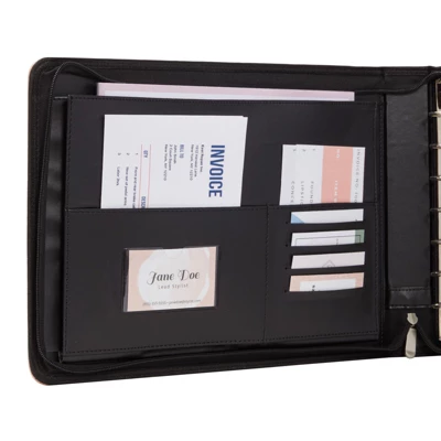 Juvale Rose Gold 7 Ring Business Checkbook Binder With Zipper For Checks, PU Leather, 15 X 11 X 2 In 5 Juvale Rose Gold 7 Ring Business Checkbook Binder With Zipper For Checks, PU Leather, 15 X 11 X 2 In - Image 3